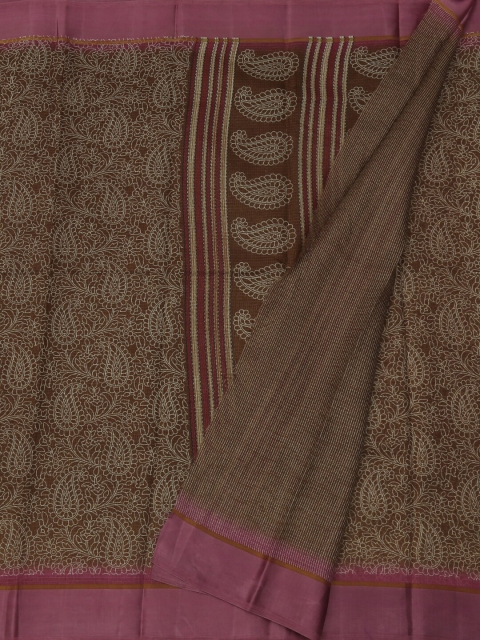 

Pothys Brown Printed Jute Silk Saree