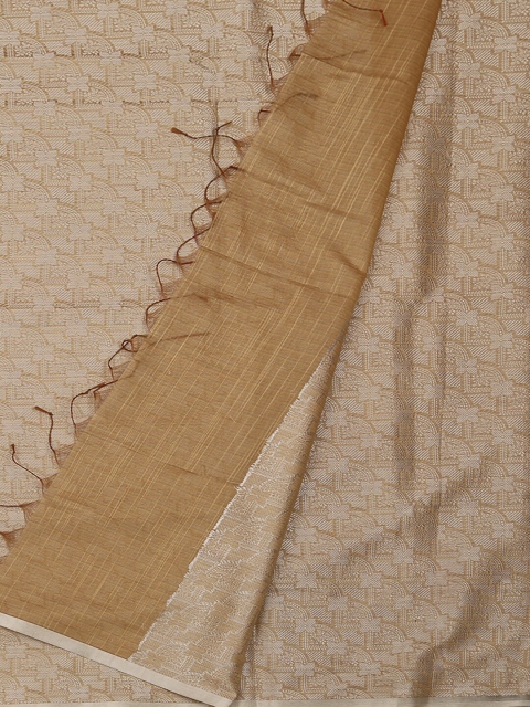 

Pothys Beige & Cream-Coloured Cotton Blend Woven Design Saree