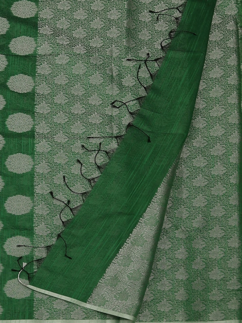 

Pothys Green & Silver-Coloured Cotton Blend Woven Design Saree