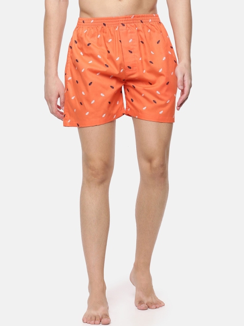 

Cross Court Men Orange & Black Printed Boxers