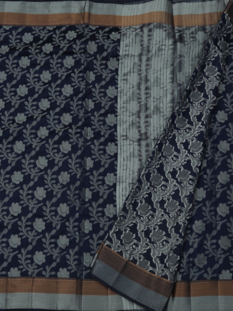 

Pothys Navy Blue & Grey Jute Silk Woven Design Saree