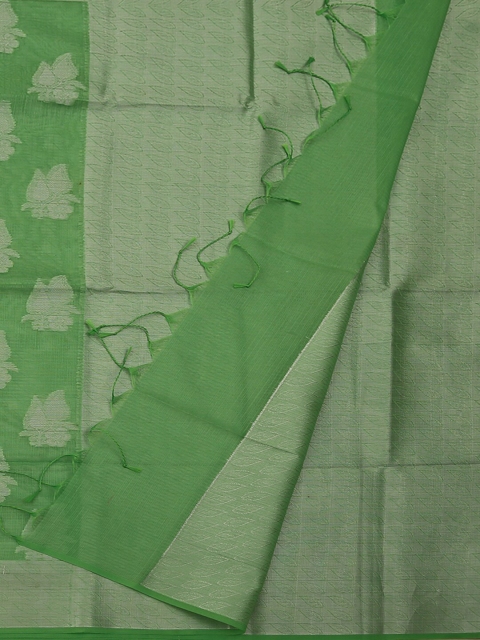 

Pothys Green & Silver Supernet Woven Design Saree