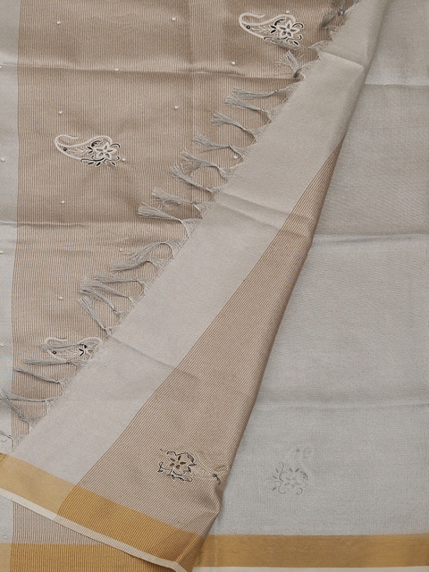 

Pothys Grey & Gold-Coloured Art Silk Woven Design Saree