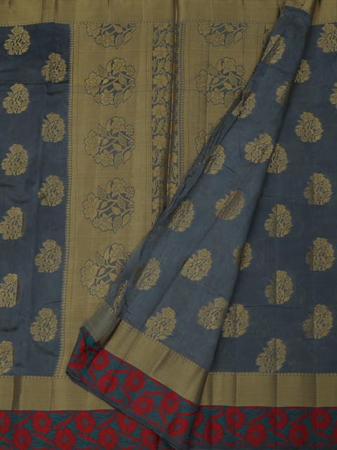 

Pothys Charcoal Grey & Gold Jute Silk Woven Design Saree