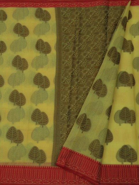 

Pothys Yellow & Green Cotton Blend Woven Design Saree