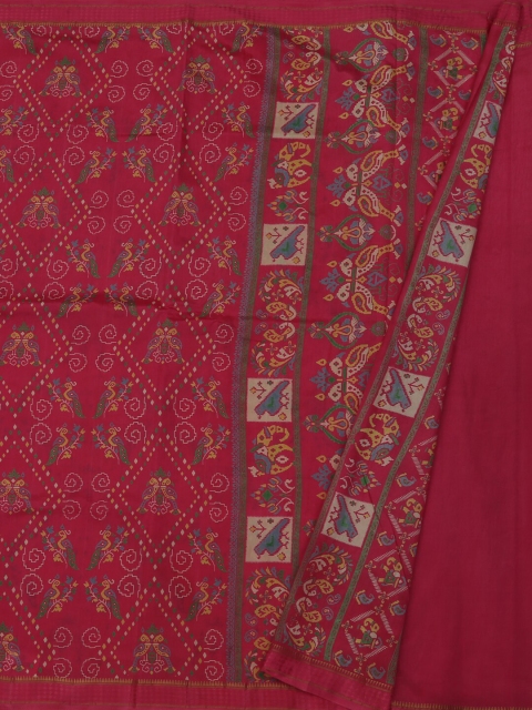 

Pothys Magenta & Off-White Jute Silk Printed Saree