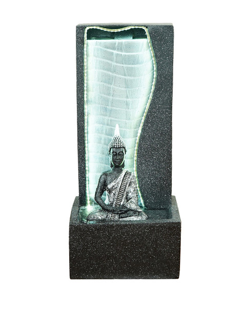 

eCraftIndia Grey Meditating Buddha Water Fountain with LED Light Effects & Water Pump