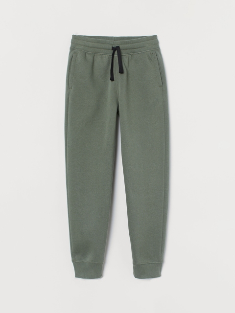 

H&M Boys Green Solid Cotton-Blend Joggers