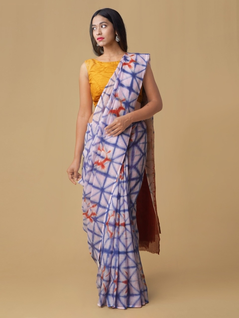 

Unnati Silks Purple Pure Cotton Printed Handloom Kota Saree