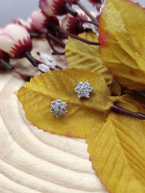 

Sia Art Jewellery Silver-Plated Cubic Zirconia Star Shaped Studs