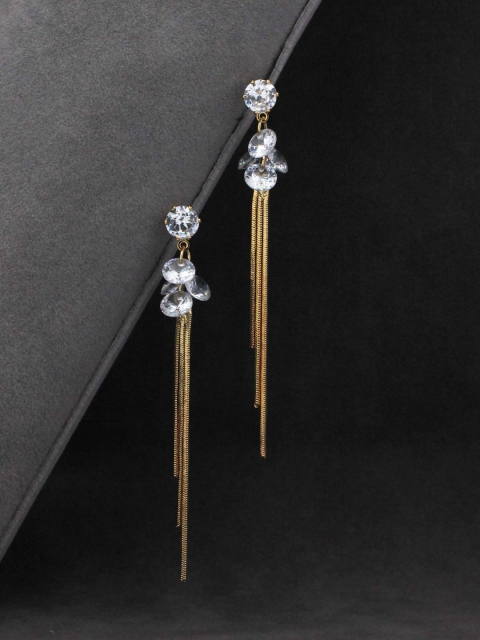 

Sia Art Jewellery Gold-Plated Cubic Zircon Contemporary Drop Earrings