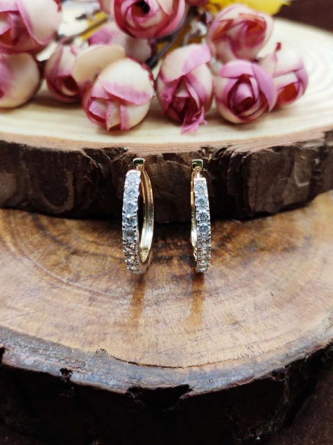 

Sia Art Jewellery White Gold-Plated CZ-Studded Circular Hoop Earrings