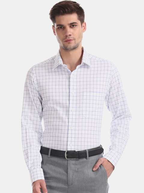 

Arrow Men White Regular Fit Checked Formal Shirt