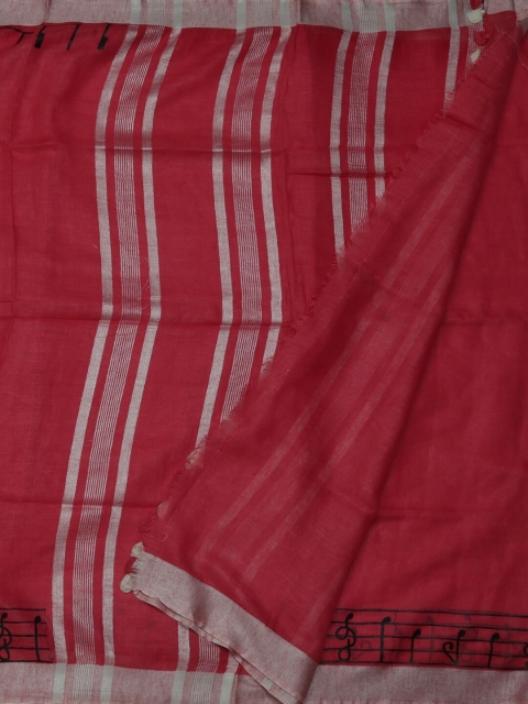 

Pothys Pink Solid Pure Linen Saree