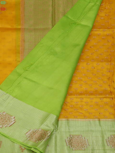 

Pothys Yellow Woven Design Jute Silk Saree