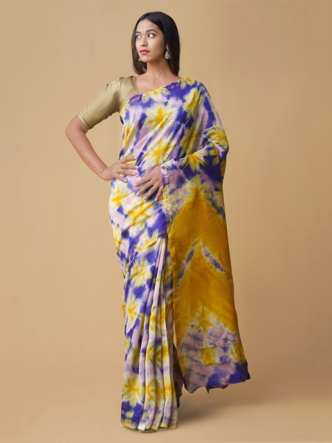 

Unnati Silks Multicoloured Silk Cotton Dyed Chanderi Saree, Multi