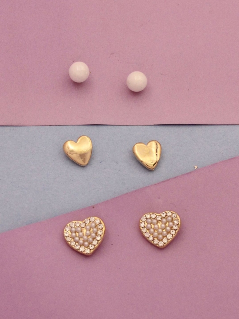 

Sia Art Jewellery White & Gold-Toned Heart Shaped Studs