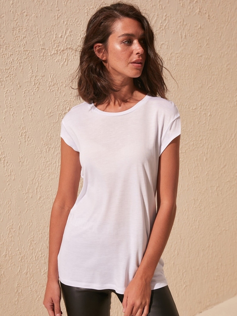 

TRENDYOL COLLECTION Women White Solid Round Neck T-shirt