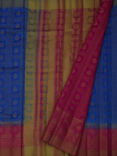 

Pothys Blue Woven Design Jute Silk Saree