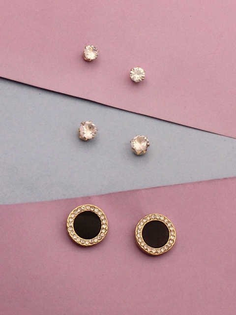 

Sia Art Jewellery Set Of 3 White & Gold-Plated Classic Studs