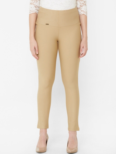 

Juliet Women Beige Solid Slim-Fit Denim Treggings