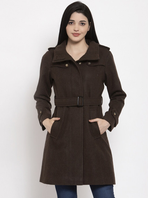 

Owncraft Women Brown Solid Longline Overcoat