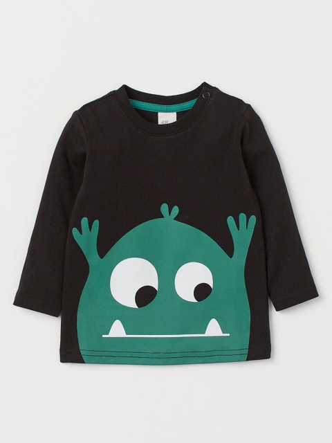 

H&M Boys Black Printed Jersey Top