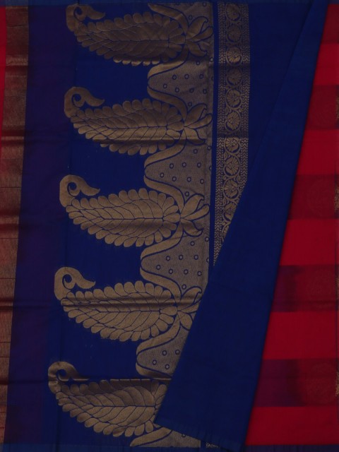 

Pothys Magenta & Blue Silk Cotton Woven Design Saree
