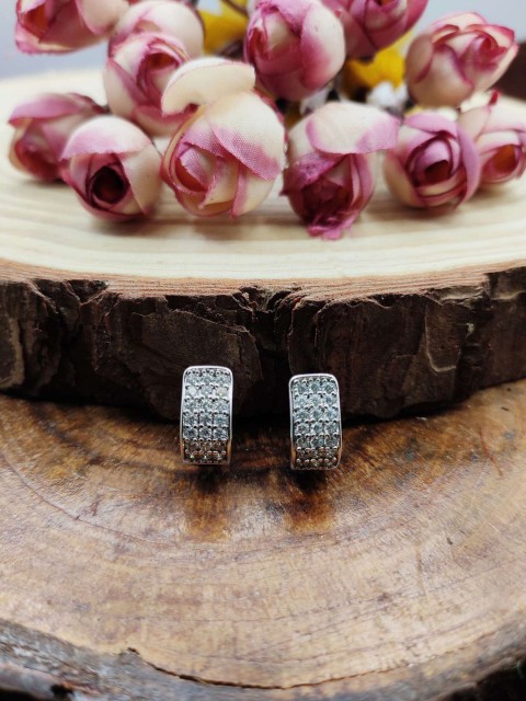 

Sia Art Jewellery Silver-Plated Cubic Zircon Contemporary Studs