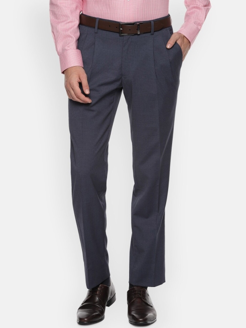 

Louis Philippe Men Navy Blue Regular Fit Solid Formal Trousers