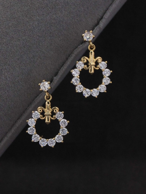 

Sia Art Jewellery Gold-Plated Cubic Zircon Floral Drop Earrings