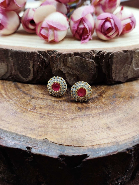 

Sia Art Jewellery Pink & Gold-Toned Circular Studs