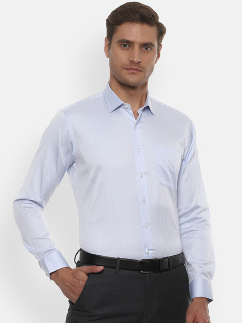 

Van Heusen Men Pastel Blue Slim Fit Self Design Formal Shirt