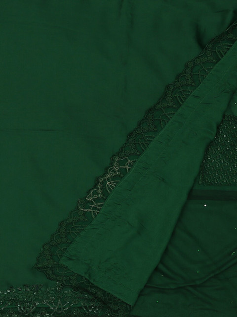 

Pothys Green Solid Poly Georgette Saree