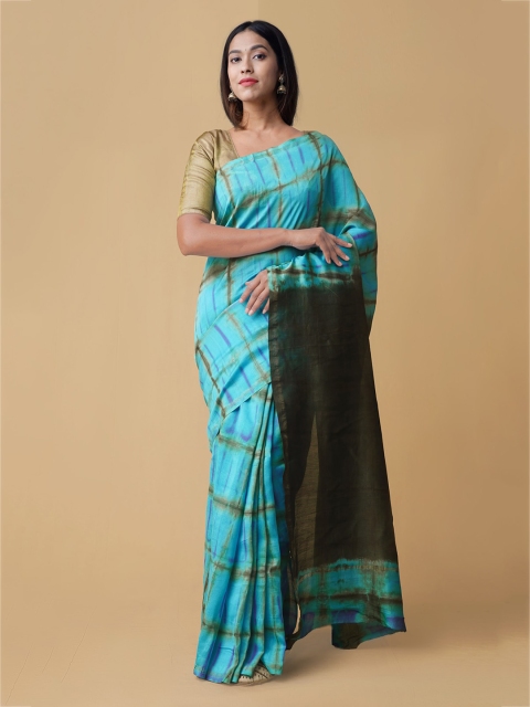 

Unnati Silks Blue & Black Silk Cotton Woven Design Chanderi Saree