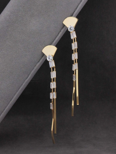 

Sia Art Jewellery White & Gold-Toned Contemporary Drop Earrings