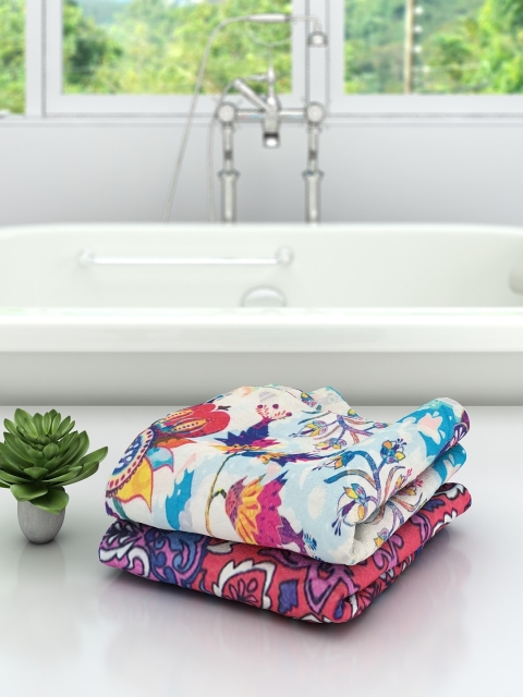 

Athom Trendz Set Of 2 Multicoloured Printed 300 GSM Bath Towels, Multi