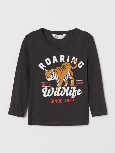 

H&M Boys Black Printed Jersey Top