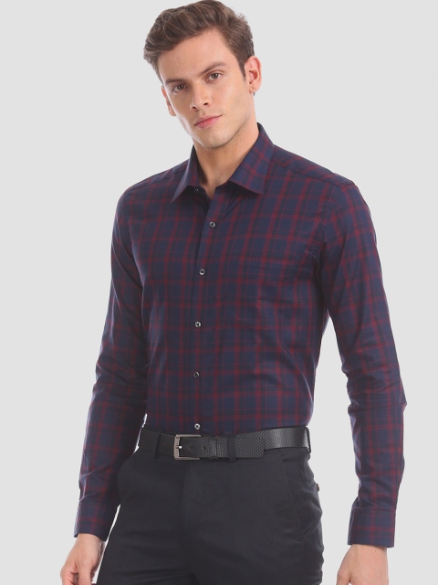 

Arrow Men Blue & Red Slim Fit Checked Formal Shirt