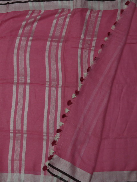 

Pothys Pink Solid Pure Linen Saree