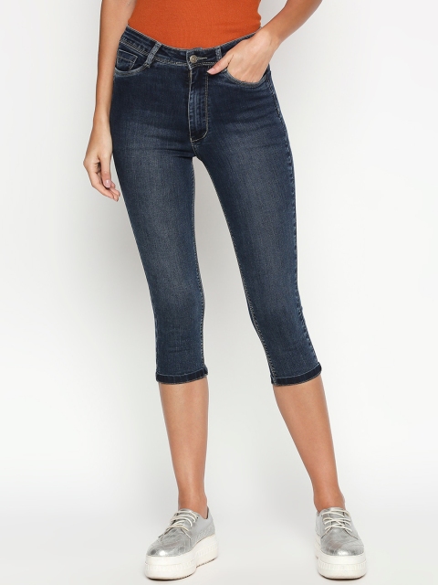 

fungus Women Blue Solid Skinny Fit Capris