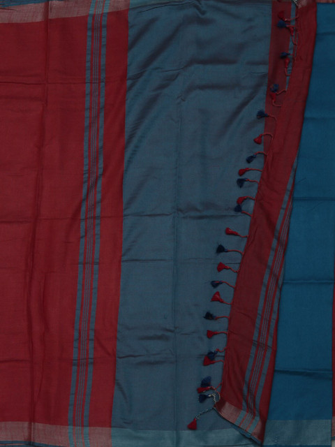 

Pothys Red & Blue Linen Blend Woven Design Saree