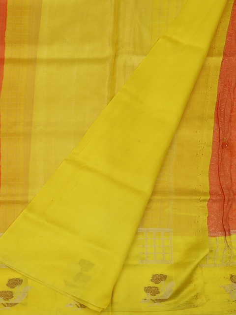 

Pothys Orange & Yellow Jute Silk Woven Design Saree