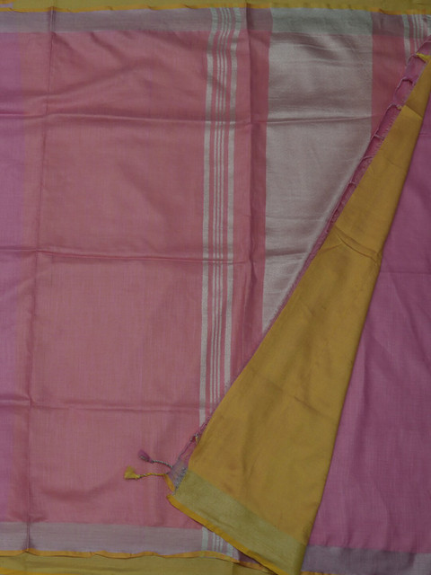 

Pothys Pink & Gold-Toned Linen Blend Striped Saree