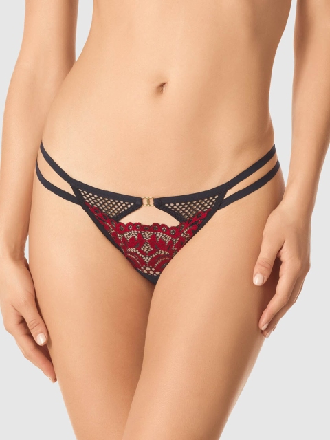 

La Senza Women Red & Black Self-Design Lace Sexy Diva Bikini Briefs 11145326-4ILJ