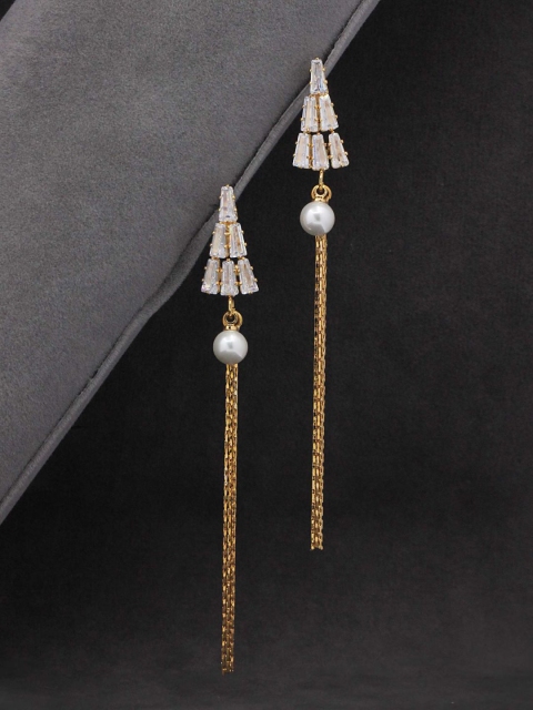 

Sia Art Jewellery White & Gold-Plated Contemporary Drop Earrings