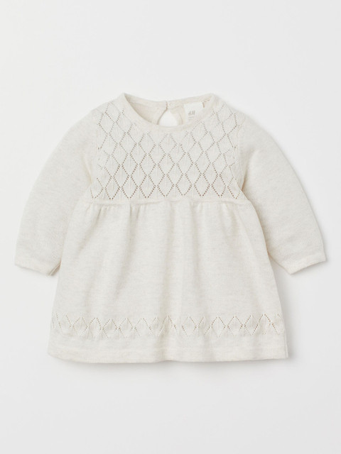 

H&M Girls White Pointelle-Knit Dress