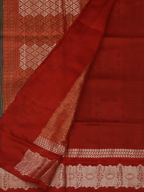 

Pothys Blue & Orange Jute Silk Woven Design Saree