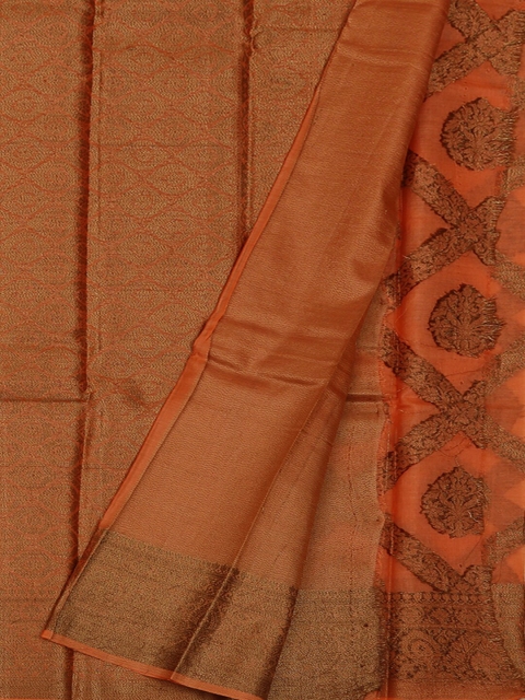 

Pothys Orange & Brown Jute Silk Woven Design Saree