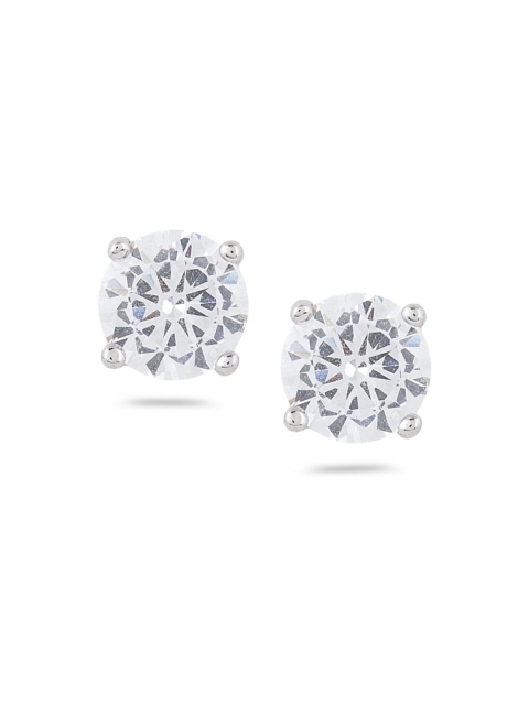 

Sia Art Jewellery White & Silver-Plated Classic CZ Studded Studs